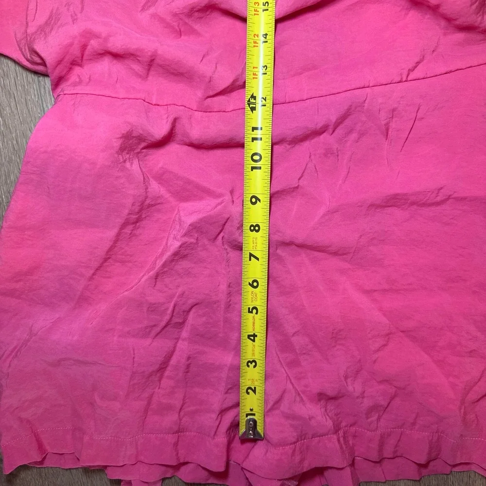 Zara Womens Pink Textured Short Sleeve Keyhole Back Tie Waist Romper Size XS